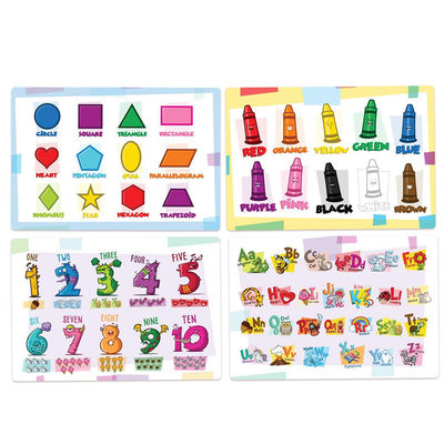 Wegwerf-Tabellen-Deckel-wasserdichtes Karikatur-Alphabet-Entwurfs-Baby Placemats 12X18“ 0.05mm Plastik