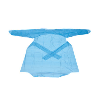 Wasserdichte Kleidungs-Wegwerfisolierungs-Kleid-CPE-Kleid der medizinischen Verwendung mit hinteren Bindungen