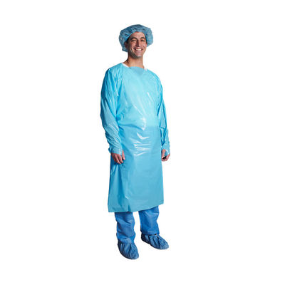 Einzelne Gebrauchs-chirurgische Schutzblech-bekleidet blauer Plastikpatient CPE mit langen Ärmeln