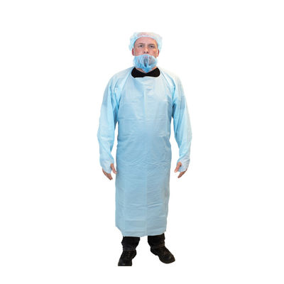Einzelne Gebrauchs-chirurgische Schutzblech-bekleidet blauer Plastikpatient CPE mit langen Ärmeln