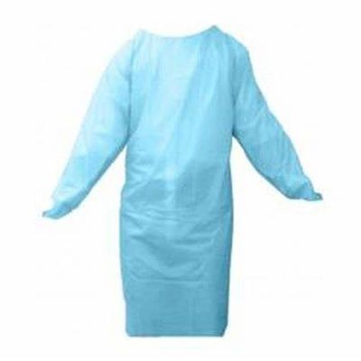 Blaues Isolierungs-Kleid Wegwerfkrankenhaus Cpe mit langen Ärmeln für Zivilverwendung