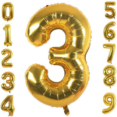 Ballone der Goldaluminiumfolie-Zahl-0-9 für Hochzeits-und Partei-Dekoration